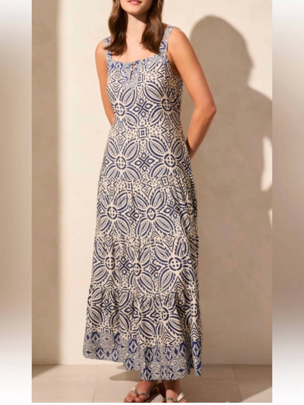 NEW TRIBAL safari printed maxi dress in blue